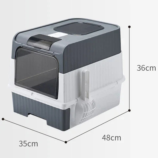 Capacity Cat Litter Box Self Enclosed Foldable Kitty Toilet Cleaning Pan Drawer Anti-Splashing Cat Toilet Boxes Litter Scoop