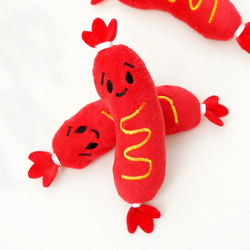Dog Chew Toy Cute Plush Squeaky Toy Teeth Cleaning Bite-resistant Puppy Toy Interactive Training Dog Supplies
