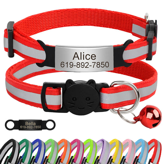Collier de chat réfléchissant personnalisé