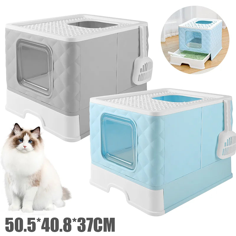 Cat Litter Box Semi-enclosed Splashproof Cat Tray Cat Toilet Cleaning Basin Supplies Self Cleaning Large Cat Toilet Litter Tray