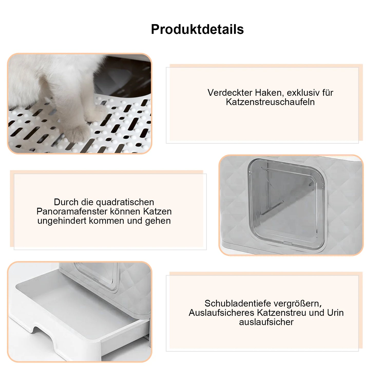 Cat Litter Box Semi-enclosed Splashproof Cat Tray Cat Toilet Cleaning Basin Supplies Self Cleaning Large Cat Toilet Litter Tray