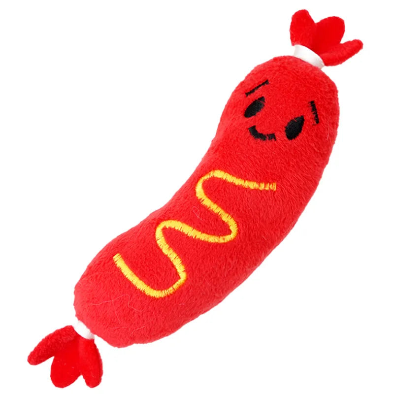 Dog Chew Toy Cute Plush Squeaky Toy Teeth Cleaning Bite-resistant Puppy Toy Interactive Training Dog Supplies
