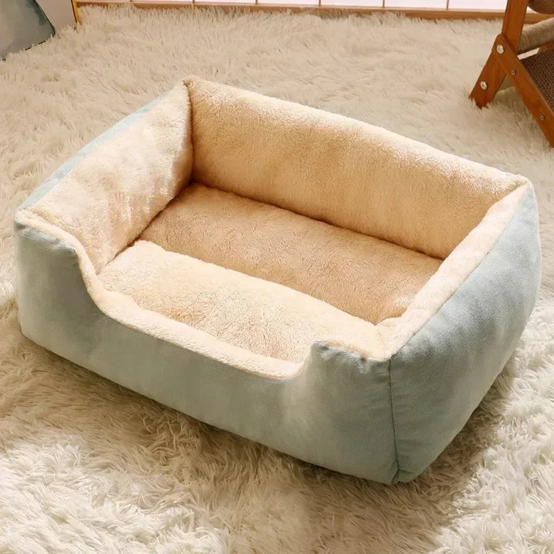Fluffy Thickened Cat Bed Square Warm Comfortable Pets Cushion Pad with Non-slip Base Soft Large Dog Nest Winter Pet Supplies