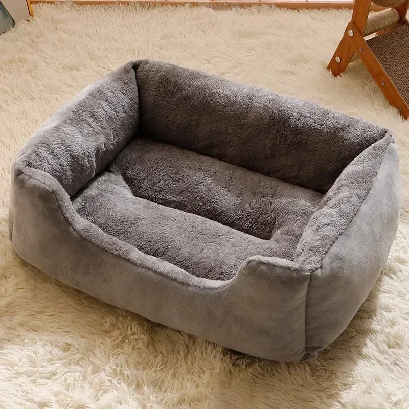 Fluffy Thickened Cat Bed Square Warm Comfortable Pets Cushion Pad with Non-slip Base Soft Large Dog Nest Winter Pet Supplies