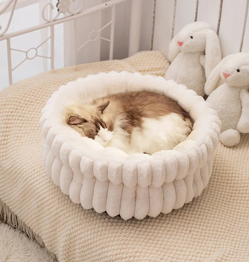 40/50/60cm Cat Bed Winter Warm Dog Sleeping Mat Round Pet Bed for Cats Small Medium Dogs Cozy Puppy Sleeping Bed Pet Supplies