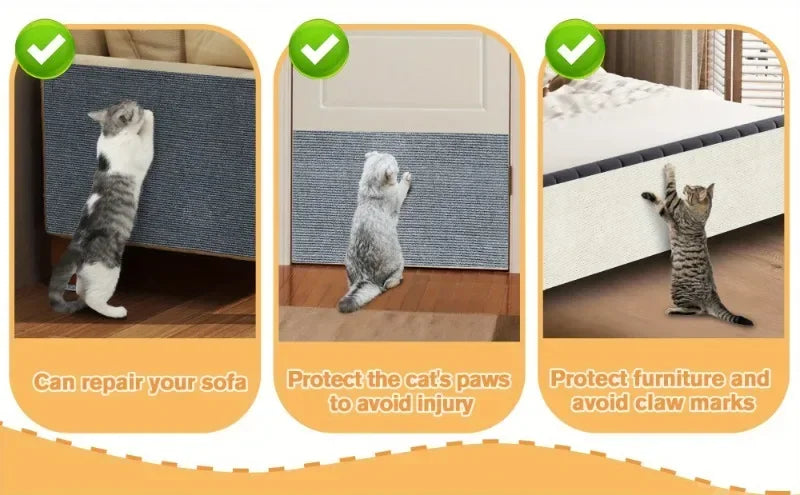 Self-Adhesive Cat Scratching Pad - Durable Polyester Felt Mat for Walls & Furniture Protection, Multi-Size Pack, Cat Scratcher