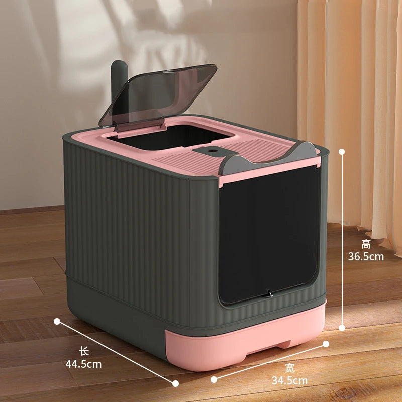 Pet UV Lights Top Drawer Litter Pan Fully Enclosed with In/out Door Control Disinfecting and Deodorizing For Cat Cat Litter Box