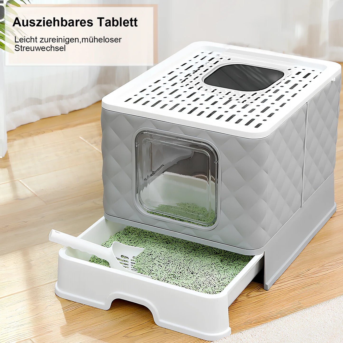 Cat Litter Box Semi-enclosed Splashproof Cat Tray Cat Toilet Cleaning Basin Supplies Self Cleaning Large Cat Toilet Litter Tray
