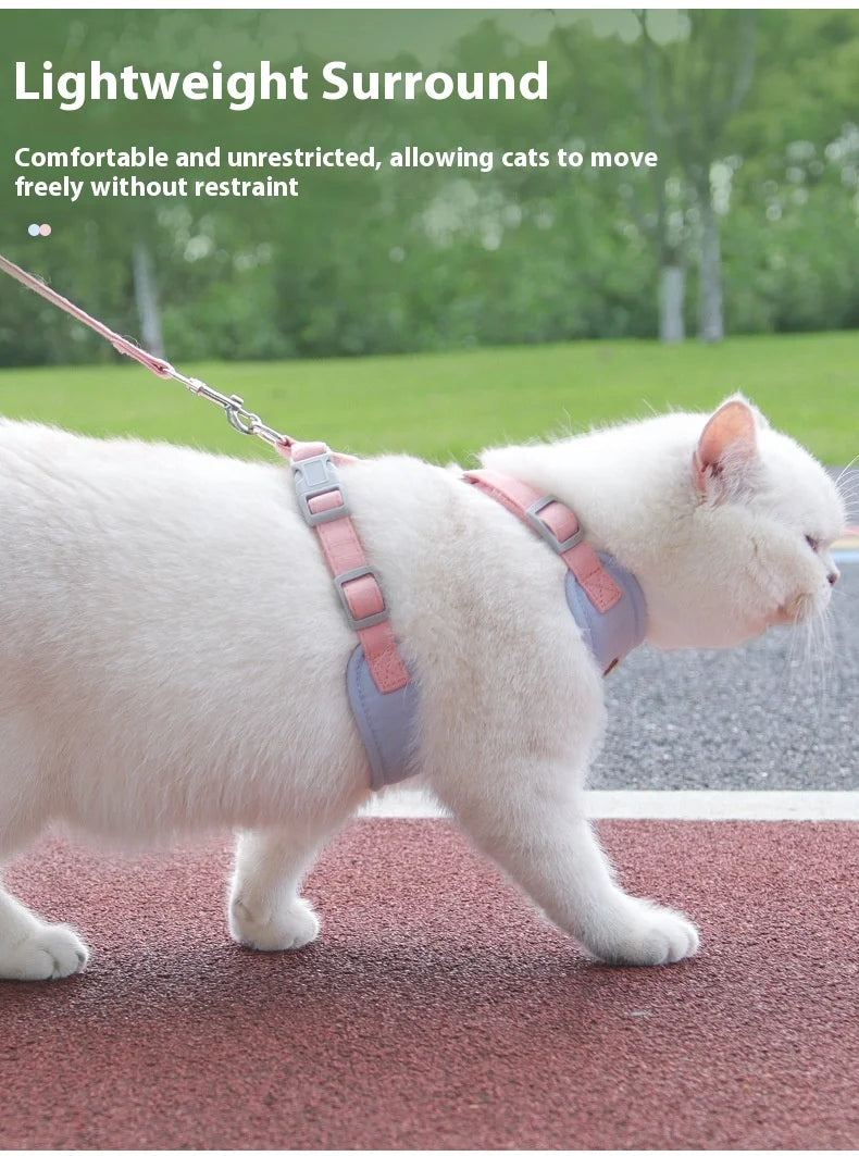 New pet leash anti-break free cat walking leash out pet chest strap adjustable cat leash