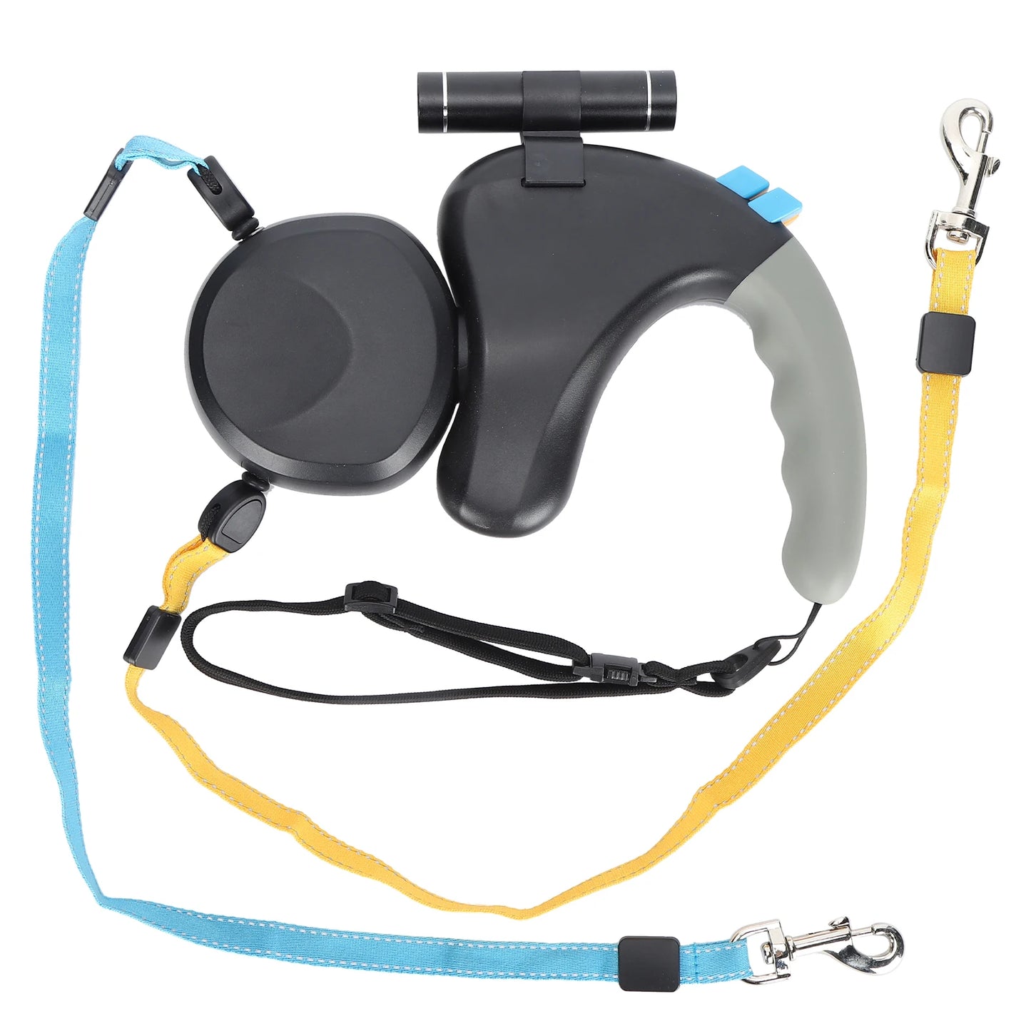Pet Double-Head Traction Rope One for Two Traction Dog Double-Ended Retractable Leash with LED Light