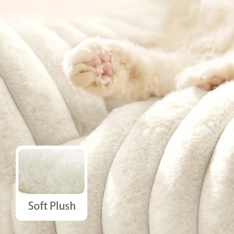 Winter Warm Cat Bed Sofa Removable Washable Cat Nest Soft Striped Pet Bed for Small Medium Dogs Cats Comfortable Plush Puppy Bed