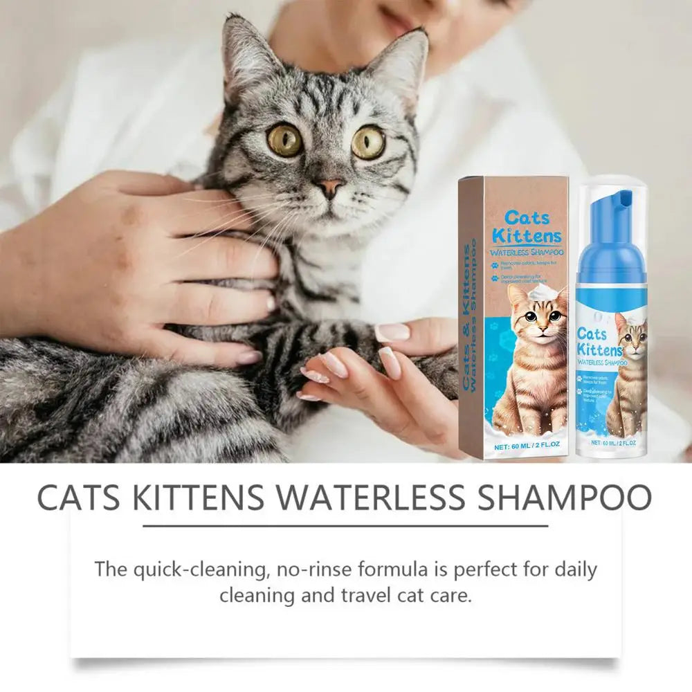 Flea Shampoo For Cats No Rinse Quick-Drying Cat Shampoo Licking Safe Dry Shampoo 60ml Gentle Foam Shampoo For Cats Deep