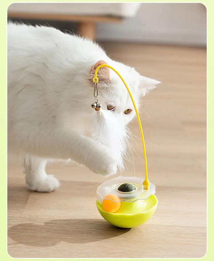 Funny Tumbler Cat Toys for Bite Resistant Removable Turntable Plush Feathers Cat Toy Interactive Cat Teasing Stick