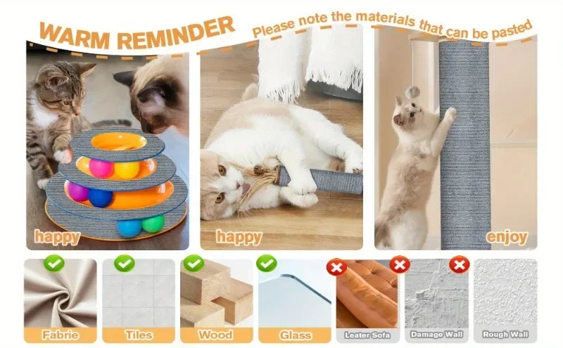 Self-Adhesive Cat Scratching Pad - Durable Polyester Felt Mat for Walls & Furniture Protection, Multi-Size Pack, Cat Scratcher