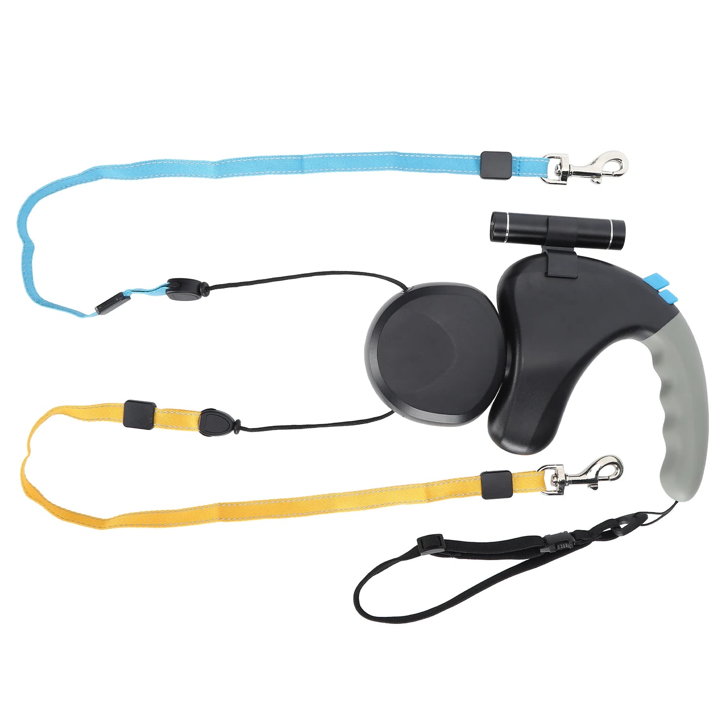 Pet Double-Head Traction Rope One for Two Traction Dog Double-Ended Retractable Leash with LED Light