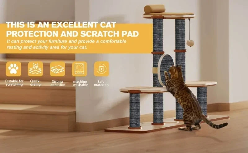 Self-Adhesive Cat Scratching Pad - Durable Polyester Felt Mat for Walls & Furniture Protection, Multi-Size Pack, Cat Scratcher