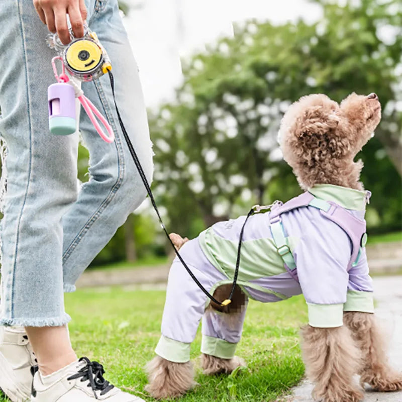 Automatic Retractable Small Dog Leash 3m Ultralight Portable Nylon with Locking Alloy Clip for Outdoor Jogging Hiking Travel