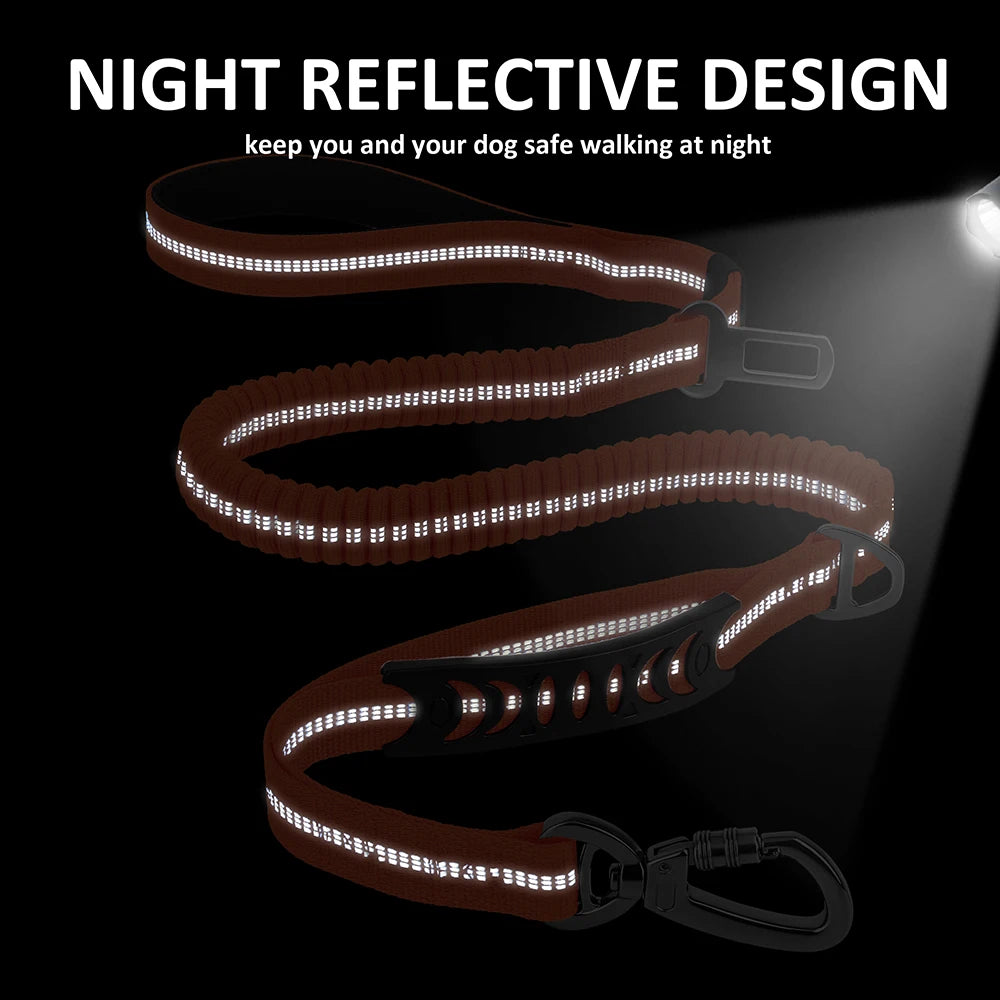 Reflective Dog Leash Durable Nylon Dog Car Seat Belt Elastic Pet Training Lead Travel Car Safety Rope For Small Large Dogs Pug