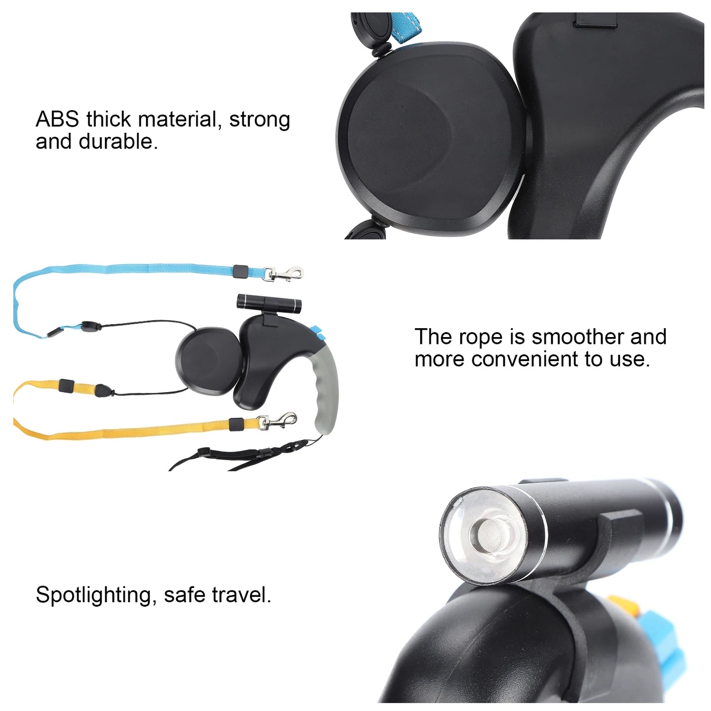 Pet Double-Head Traction Rope One for Two Traction Dog Double-Ended Retractable Leash with LED Light